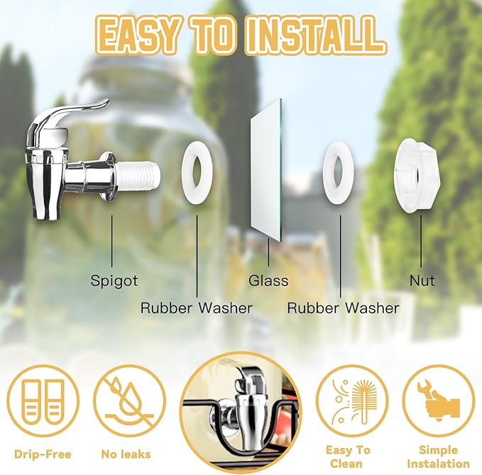 1 Gallon Glass Drink Dispensers For Parties，Lemonade Beverage Dispenser With Stand And Spigot For BBQ, Picnic, Party,Laundry Detergent Dispenser