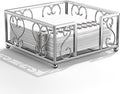 Cocktail Napkin Holder – Flat Napkin Caddy for 5x5 Paper Napkins, Weighted Beverage Napkin Holder for Table or Countertop, Sturdy Square Servilletero for Parties and Events, Home, Bar