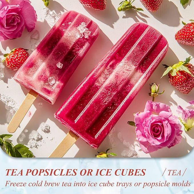 WT WEETEE Strawberry & Raspberry Herbal Iced Tea, 100 Count Cold Brew Hibiscus Iced Tea Bags, Rich Tartness & Sweetness, Caffeine-Free, No Artificial Sweeteners