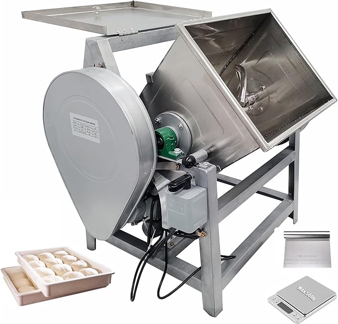 INTSUPERMAI Commercial 15KG Dough Mixer Machine Electric Flour Mixer with 90 Degree Tilt Bowl for Dough Mixing Kneading Capacity 30QT 1500W