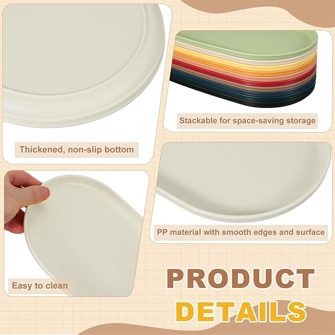 uxcell 2Pcs Fast Food Serving Trays, 12x6.6 Oval Reusable Restaurant Serving Trays for Kitchen Restaurant Coffee Fruit Burger Lunch Dessert, Cream White