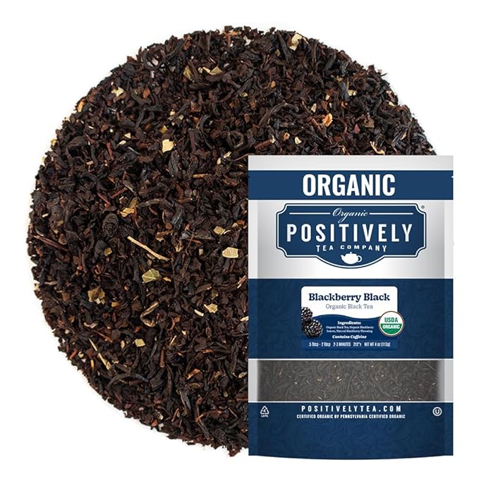 Organic Positively Tea Company, Blackberry Black Tea, Loose Leaf, 4 Ounce