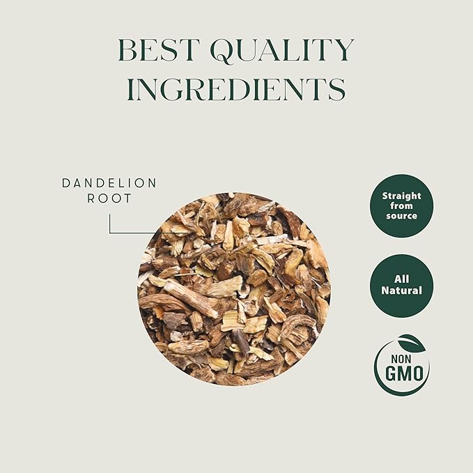 Luxmi Estates Pure Dandelion Herbal Organic Dandelion Tea (50 Tea Bags) Caffeine Free Tea Bags For Detox, Cleansing, and Digestion, With Certified Organic Dandelion Root Tea