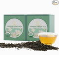Essencesip Organic Jasmine Green Tea Loose Leaf, 8oz(2X 4OZ Tin) – Scented 6x with 6,000 Fresh Jasmine Blossoms, Low Caffeine, Antioxidant-Rich