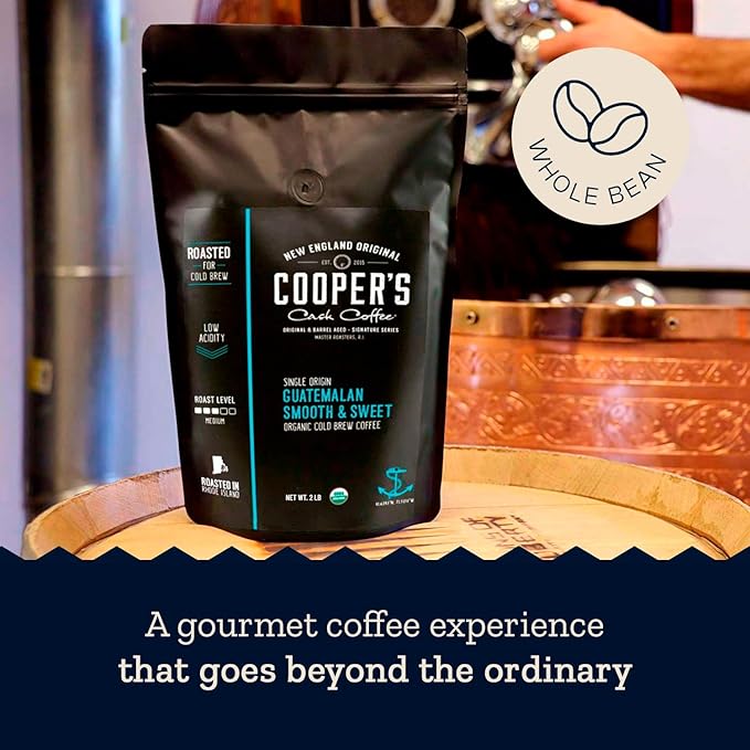 Guatemala Organic Cold Brew Coffee, Single Origin & Gourmet Beans, Tasting Notes of Milk Chocolate, Creamy Caramel & A Hint of Orange, Medium Roast Whole Bean, 2 lb Coffee Bag