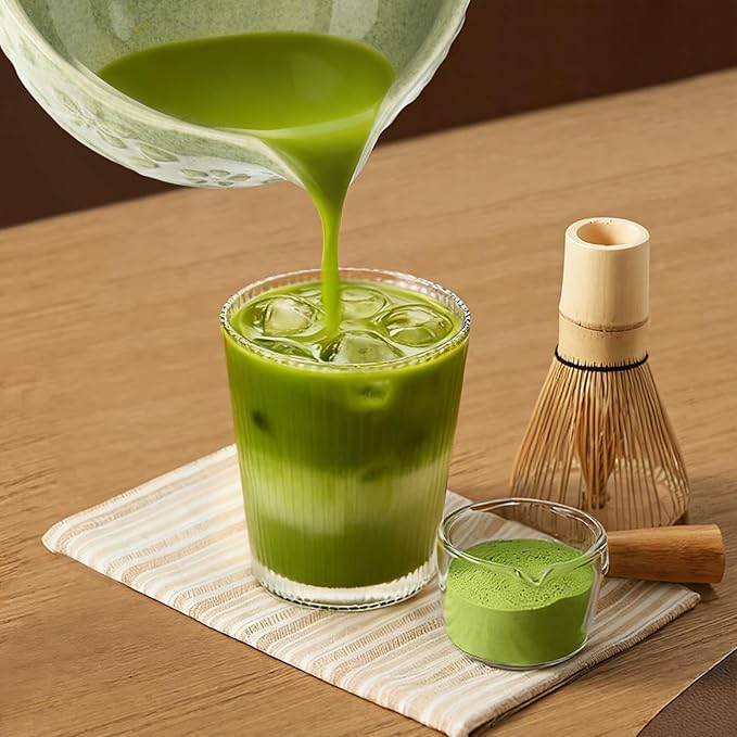 Matcha Whisk Set, 8 Pcs Matcha Kit with Ceramic Japanese Matcha Bowl & Accessories Kit for Traditional Tea Ceremony, Home Use & Christmas Gifts for Matcha Lovers (Green)