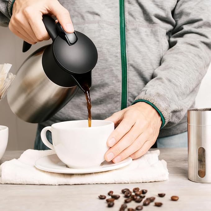 4 PCS 68 Oz Thermal Coffee Carafe with 4 PCS Brushes, 316L Stainless Steel Double Walled Vacuum Insulated Coffee Carafes for Keeping Hot 12 Hours, Cold 24 Hours, Carafe for Hot Liquids, Beverages
