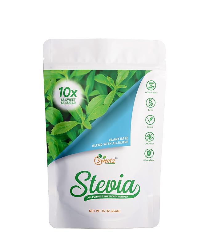 Allulose – Stevia Blend All Purpose Sweetener – 10X Sugar Sweetness; Total Servings 1135; Zero Calorie Sweetener, Sugar-Free Substitute for Baking, Smoothies, Coffee; Low Carb Keto Diet Friendly Food | 1-LB