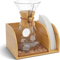 HEXNUB – Caddy for Pour Over Coffee Maker, Bamboo Stand fits Chemex, Bodum, Cosori Coffee Carafes, Heatproof Mat, Filter Holder for Drip Coffee Maker - Cork Mat