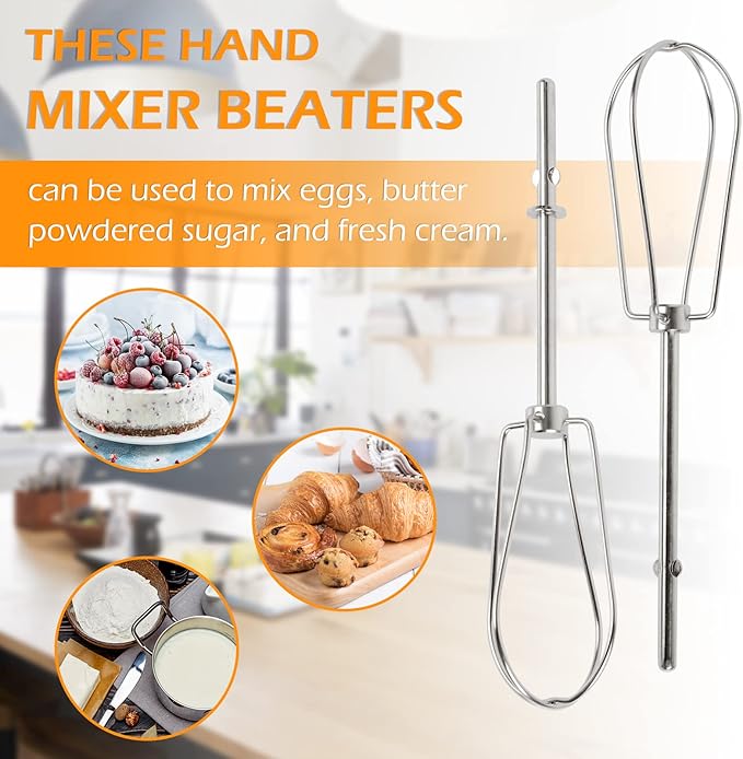 Hand Mixer Beaters for Kitchenaid W10490648 Beaters Attachments Replace for KitchenAid Hand Mixer KHM2B, AP5644233-2 Pack
