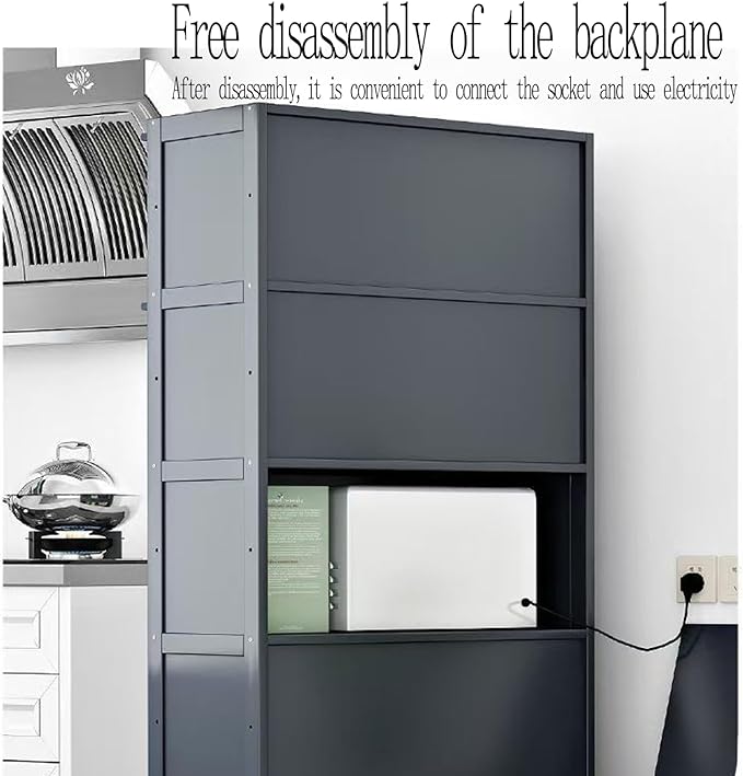 Kitchen Pantry Cabinet, Kitchen Storage Cabinets with Door, 55" Tall Pantries Cabinet & Cupboard for Kitchen, Dining Room, Living Room, Bamboo, Grey