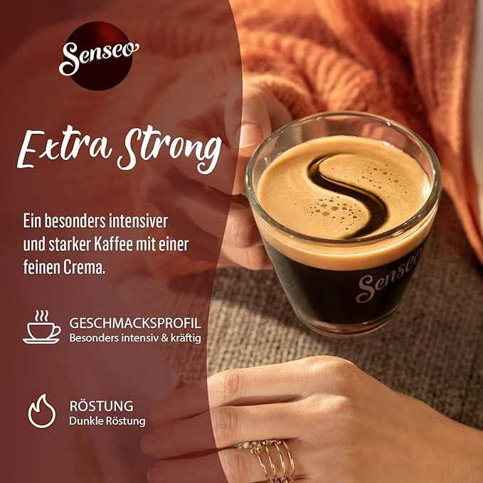 Senseo Extra Strong Dark Roast Coffee Pods, 16 Count (Pack of 5) - Single Serve Coffee Pods Bulk Pack for Senseo Coffee Machine - Compostable Coffee Pods for Hot or Iced Coffee, Cold Brew Coffee