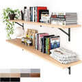 Kaboon 55 inch Long 10 inch Deep Floating Shelves for Wall Set of 2, Large Open Shelves Wall Mounted, Space Saving Home and Commercial Use, Light Walnut