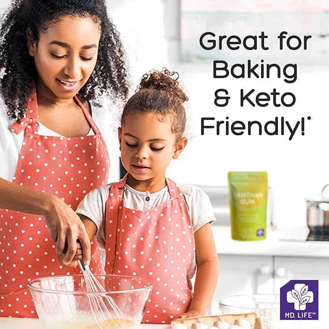 MD. Life Xanthan Gum for Baking Keto - 12 Ounces – 100% Natural Xanthan Gum Powder - Keto Friendly & Gluten Free – Carb Free Xanthan Gum for Baking, Food Thickener & Ice Cream Stabilizer