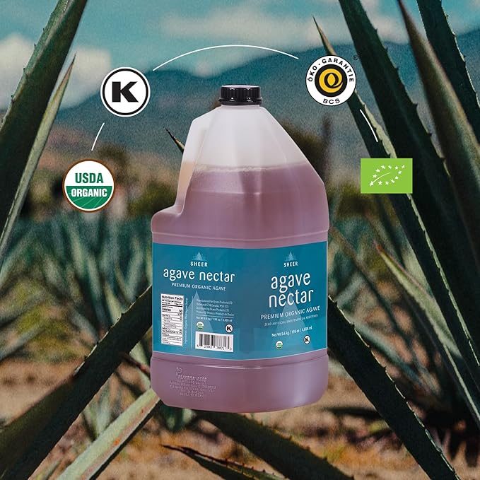 Sustainable Agave Co – Organic Light Agave Nectar – Natural Sweetener & Sugar Substitute – Vegan, Non-GMO, Gluten-Free Syrup for Coffee, Tea, and Baking (1 Gallon)