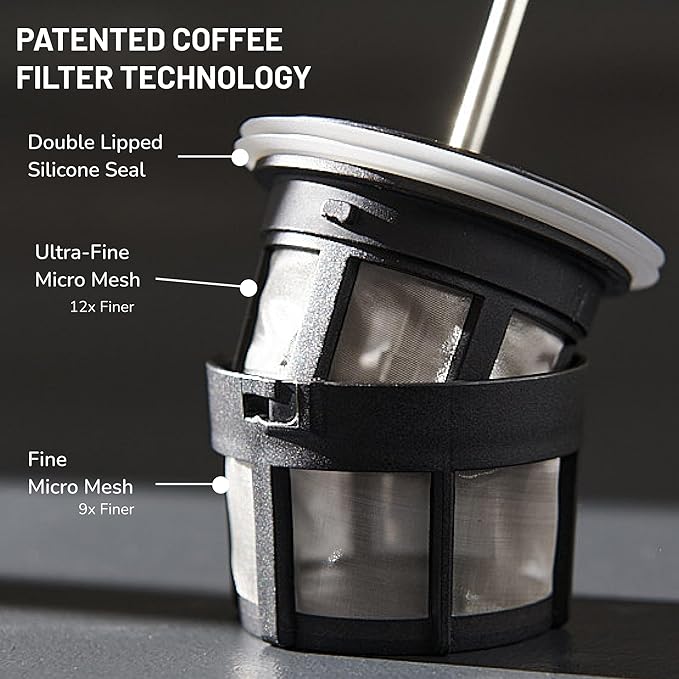 ESPRO P0 Ultralight French Press Coffee Maker for Travel, Vacuum Insulated Stainless Steel, 16 Ounces, Brushed Stainless Steel