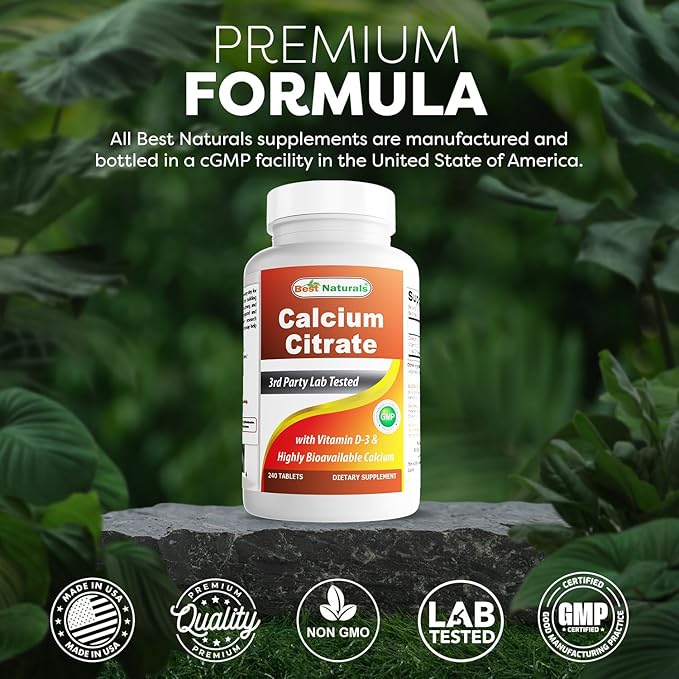 Best Naturals Calcium Citrate with Vitamin D-3 240 Tablets (240 Count (Pack of 3))