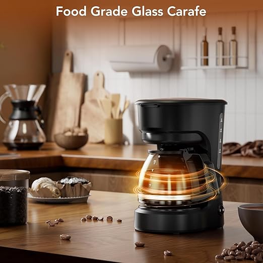 Pro 5-Cup Coffee Maker–Energy-Efficient Drip Coffee Machine Brewer with Quick Pause N Serve,Stainless Steel Filter & Extended Keep-Warm–Compact for Office & Small Kitchen
