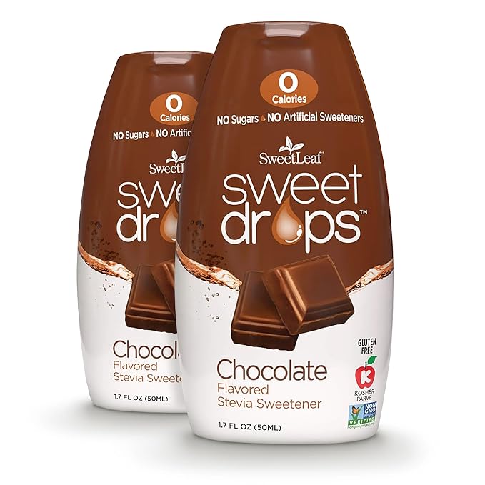 SweetLeaf Sweet Drops - Flavored Stevia Liquid Sweetener, Stevia Extract, Zero Calories, Gluten Free, Keto Friendly, Non GMO, Natural Flavors, Sugar Alternative - Chocolate, 1.7 Fl Oz (Pack of 2)