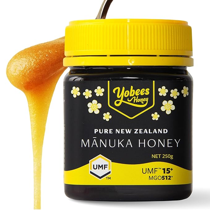 Yobees Honey Raw and unpasteurized New Zealand Manuka Honey Organic | MGO 512+ / Certified UMF 15+ | 8.8oz