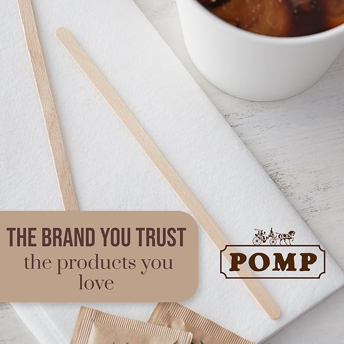 Pomp 5.5" Inch Wooden Coffee Stirrers (500 Pack) | Eco-Friendly & Biodegradable Birchwood Stir Sticks for Hot Drinks, Home, Office, and Breakroom Use
