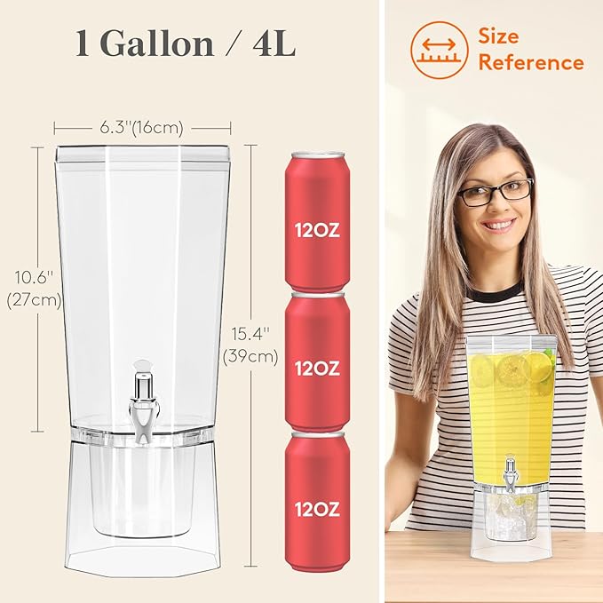 Lifewit 1 Gallon Christmas Drink Dispenser for Parties 2 Pcs, Plastic Beverage Container with Stand for Juice/Tea/Soda & Lemonade, BPA Free Clear Water Pitcher with Spigot for Hosting