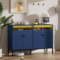 Sideboard Buffet Cabinet 47'' with Storage and Power Outlet, Modern Coffee Bar Accent Cabinet with 4 Doors and Adjustable Shelves, Console Table for Dining Room, Living Room, Kitchen, Navy Blue
