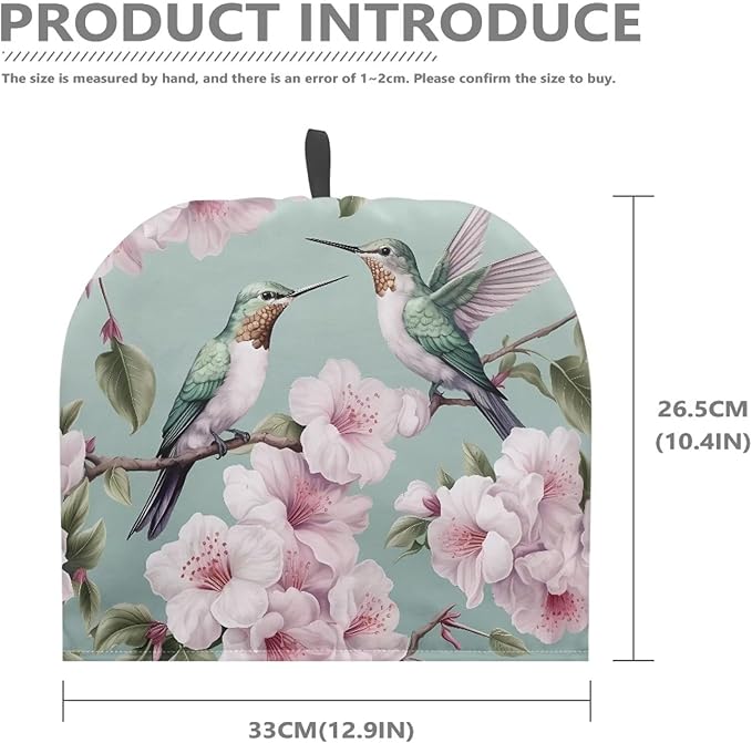 Hummingbird Tea Cosy for Teapot Peach Blossom Tea Cozy for Teapot Insulated Tie-Dye Kitchen Accessory Thick Teapot Cover Dust Home Decorative
