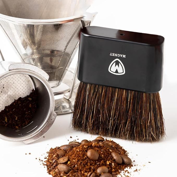 Magnet Barista Brush Pro – Espresso Machine & Coffee Grinder Cleaning Brush with Anti Static Handle, Natural Boar Bristles, Anti-Static, Magnetic Storage, Professional Barista Tool