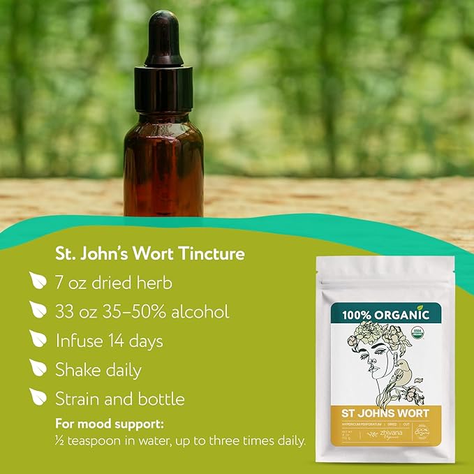 Organic St Johns Wort Herb (4 oz.) – 100% Pure Dried Saint John’s Wort Tea – Te de Hierba de San Juan Organica