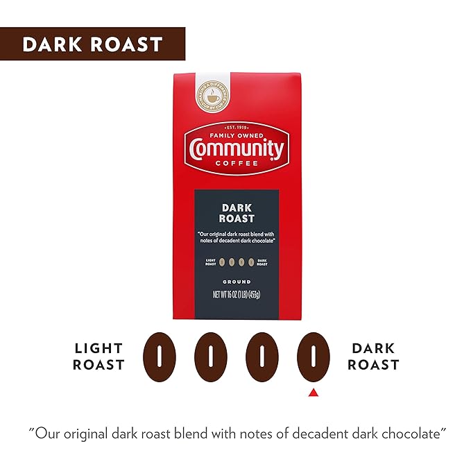 Community Coffee Dark Roast Ground Coffee, 16 oz Bag (Pack of 2)