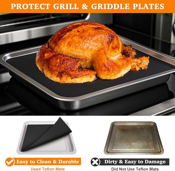 5 PCS Teflon Mats Oven Liner for Emeril Lagasse 26 QT French Door 360 Air Fryer, Reusable Air Fryer Liners for Emeril Lagasse Accessories
