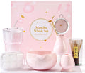 Matcha Whisk Set – Crystalline Glaze Bowl, Bamboo Whisk & Holder, Scoop & Sifter with Holder, Cup with Lid & Straw, Ice Cube Tray & Tea Towel – Pink Matcha Gift Set for Women, Christmas Gifts
