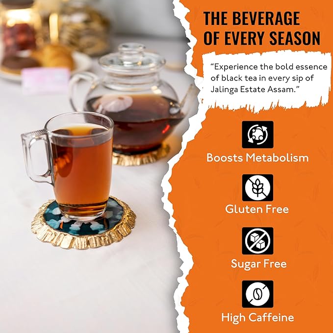 Tea Runners Jalinga Estate Assam Loose Leaf Black Tea | Bold, Malty Indian Breakfast Tea - Strong Full-Bodied Flavor | High Caffeine Morning Tea | Sustainably Grown - 5 oz