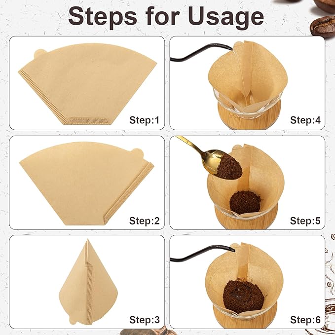 100Pcs Coffee Filters #4, Unbleached Natural Coffee Filters 8-12 Cup, Disposable Coffee Filters, 4 Cone Paper Compatible with Ninja Coffee Maker, Pour Over and Drip Coffee Maker