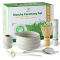 Soeos Premium Matcha Traditional Starter Set, 7-Piece Matcha Kit with Bamboo Whisk (Chasen), Scoop (Chashaku), Stainless Steel Sifter, Whisk Stand, Matcha Bowl, Scoop Rest, and Tea Towel