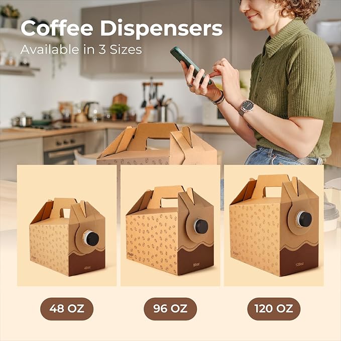 Fit Meal Prep 5 Pack 120 oz Disposable Coffee Dispensers with Handle, Insulated to Go Storage Containers, Portable Coffee Box Cold Hot Drink Dispenser Bulk for Party, Catering, Office, Take Out
