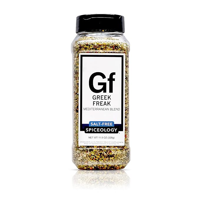 Spiceology – Greek Freak Mediterranean Salt-Free Seasoning – Greek Herbs & Spices for Chicken, Potatoes, Salad, Gyros, Pasta & Pizza – Fresh-Ground, Chef-Crafted Mediterranean Blend – 11.5 oz
