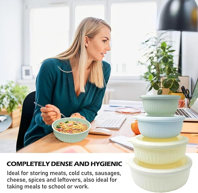 Premium Plastic Mixing Bowls with Lids – 4 Nesting Bowls for Meal Prep, Storage & Serving | Airtight, Durable, Leakproof, Lightweight, BPA-Free & Dishwasher Safe