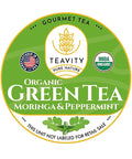 Organic Moringa Green Tea with Peppermint Tea Pods for Keurig - Naturally Caffeinated by Teavity (12 Tea Pods)