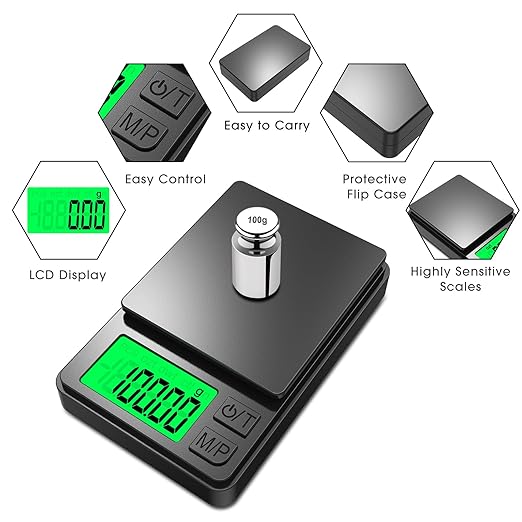 Mik-Nana Small Pocket Scale, 300g/ 0.01g Digital Gram Weight Scale, Precision Lab Scales Digital Weight Grams and Oz, Jewelry Scale with Protective Cover, Backlit LCD, Great for Food, Kitchen, Coffee