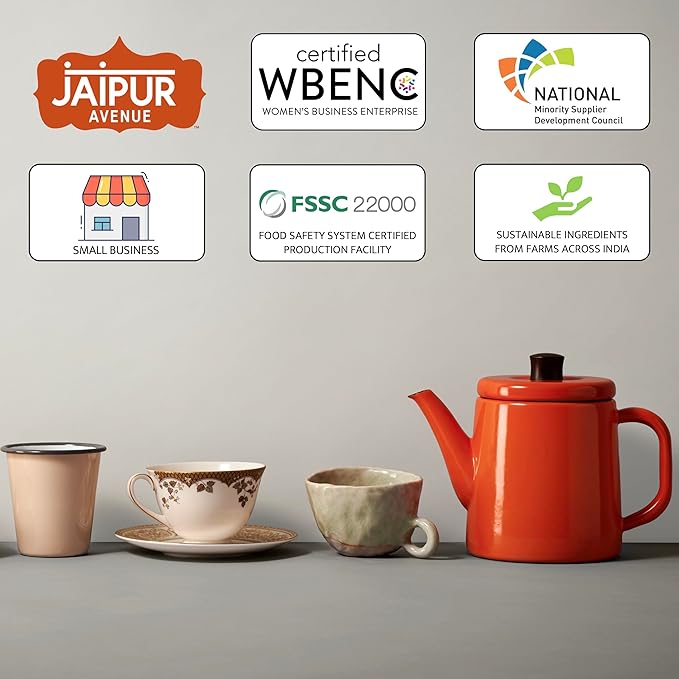 Jaipur Avenue Barista Chai Tea Mix - Rustic Masala (without Milk) - Vegan, Preservative-Free, Gluten-Free, Dairy- Free, and Authentic Masala Chai Tea Latte - 13.5 oz, Makes 32 Cups