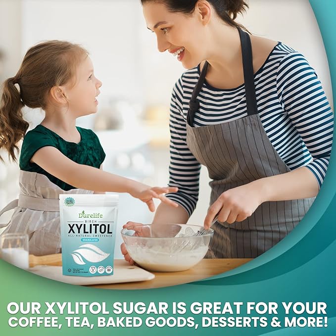 DureLife XYLITOL Sugar Substitute 4 OZ Made From 100% Pure Birch Xylitol NON GMO - Gluten Free - Kosher,Natural sugar alternative, (4OZ SAMPLE SIZE)