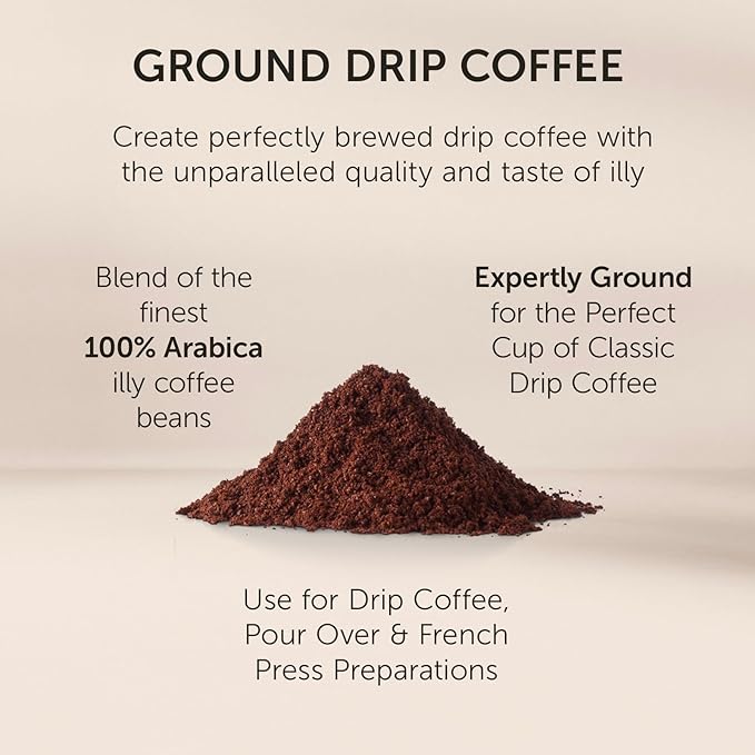 Illy Intenso Ground Drip Coffee, Bold Roast, Intense, Robust And Full Flavored With Notes Of Deep Cocoa, 100% Arabica Coffee, No Preservatives, 8.8oz (Pack Of 1)