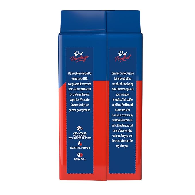 Lavazza Crema e Gusto Ground Coffee, Medium Roast, Arabica and Robusta Blend, 8.8 oz Brick (Pack of 4)