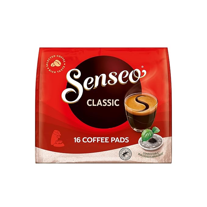 Senseo Classic Medium Roast Coffee Pods, Single Serve Pods Bulk Pack for Senseo Coffee Machine, Compostable Pods for Hot or Iced Coffee, Cold Brew Coffee, 16 Count, Pack of 10
