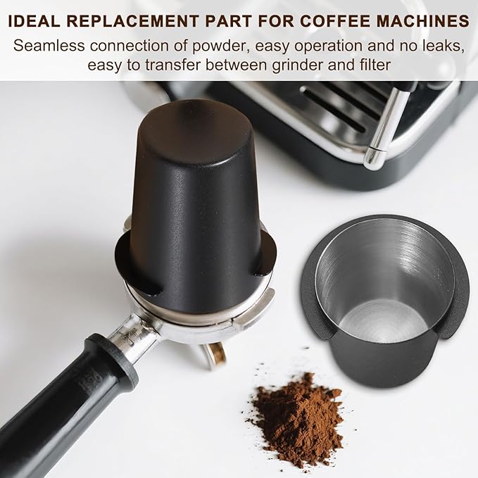 uxcell 53mm Coffee Grinder Powder Cup, Stainless Steel Espresso Coffee Powder Feeder, Espresso Coffee Machine Tools for Coffee Tamper (Black)