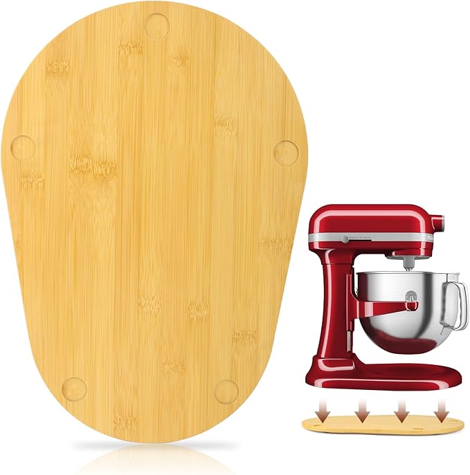 Mixer Slider Compatible with 5.5-8 QT Kitchen Aid Stand Mixers, Kitchen Countertop Storage Mover Sliding Caddy Mixer Slider Mat for Kitchen Aid Stand Mixer Accessories Attachment (Bamboo - Natural)