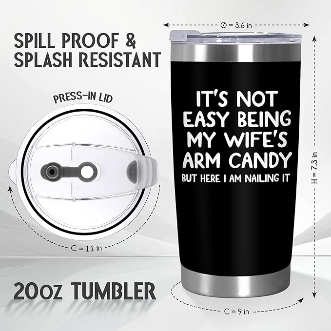 Christmas Birthday Gifts For Husband from Wife - 20 oz Stainless Steel Insulated Coffee Tumbler with Lid - Anniversary Wedding Gifts Gifts for Him Men Husband from Wife, Presents for Men