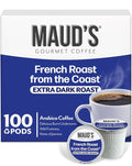 Maud's French Roast Coffee Pods, 100 ct, Dark Roast Coffee in Recyclable Single Serve Pods – 100% Arabica Coffee, Compatible with Keurig K Cups Maker